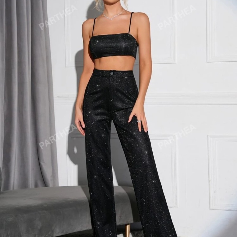 Black Glitter Jumpsuit